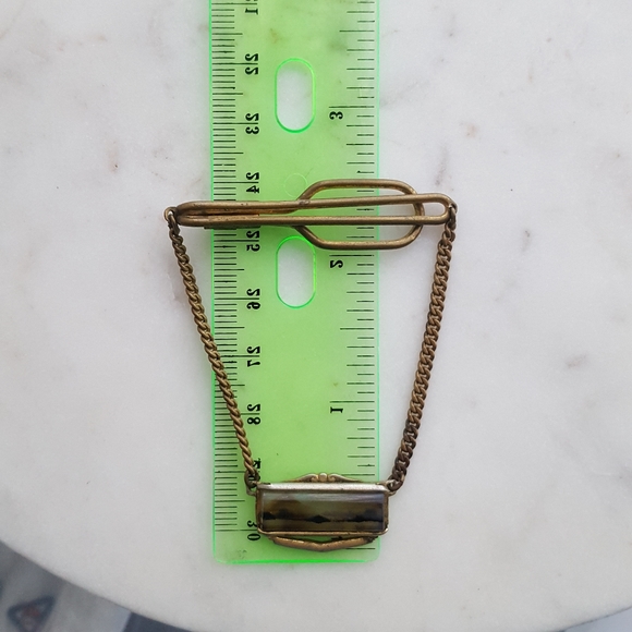 🌙Vtg Dendritic Agate Tie Clip Scene - Picture 6 of 10